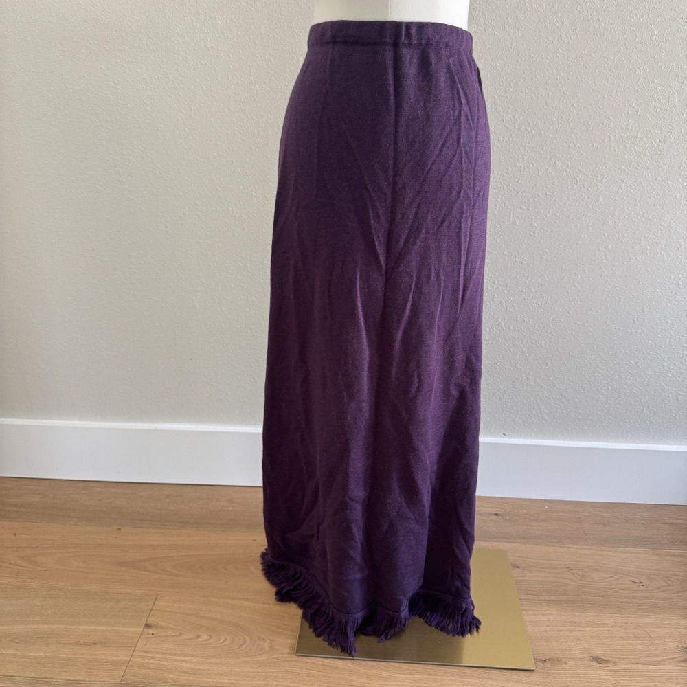 Vtg Y2K Dialogue Merino Wool Maxi Skirt Purple Long Fringe Whimsigoth Fairy XL